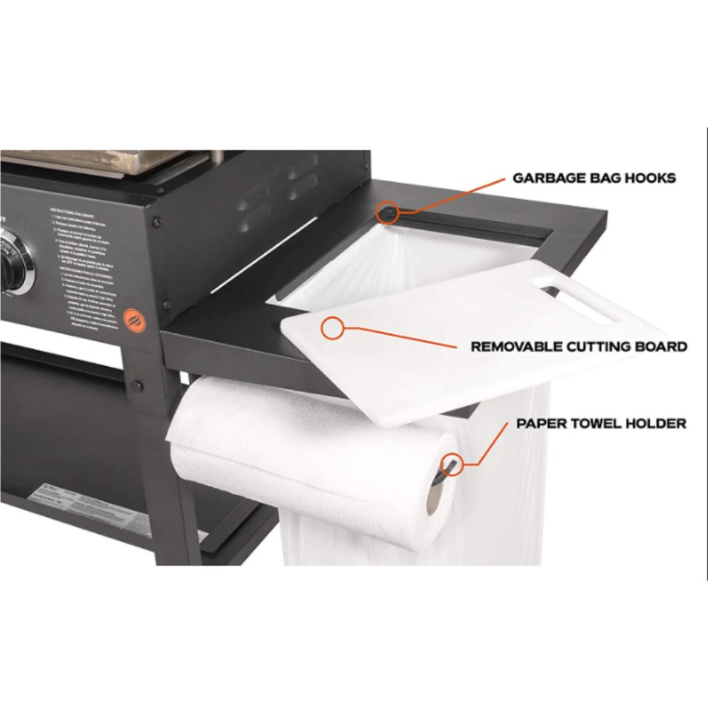 Cutting Board for Griddles with Accessory Side Shelf - White