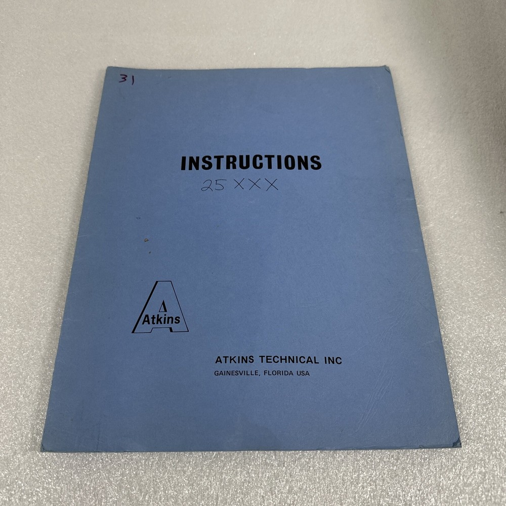 Atkins Technical Model 25XXX Indicator Standard Instructions