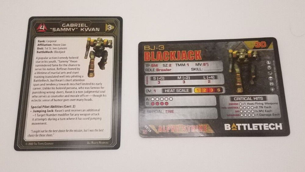 Battletech Alpha Strike - Blackjack *Mech & Cards*
