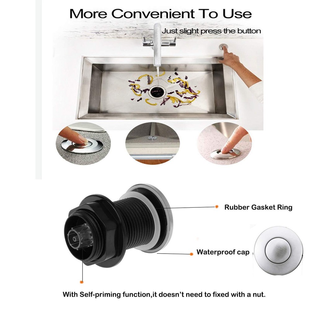 Sink Top Push Button With Air Hose Replacement Air Switch Button For Garbage Dis