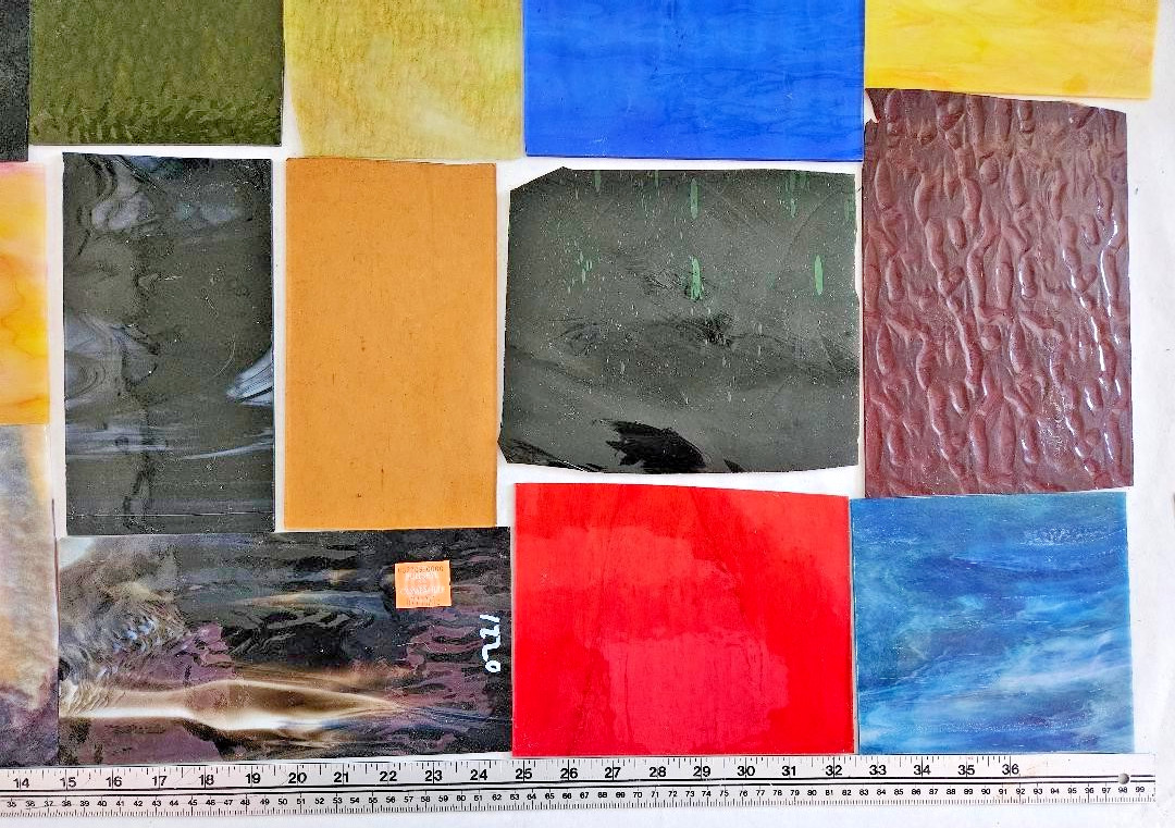 8 Pounds of Assorted Multicolor Stained-Glass Large Scraps/Sheets