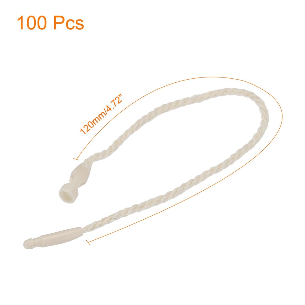 Polyester Rope Hang Tag String Snap Lock 120mm,1mm 100 Pcs,White