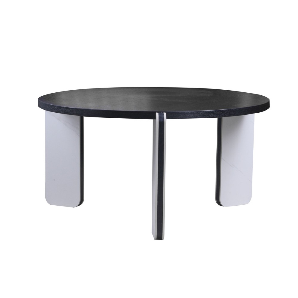 32.68" & 16.93" round coffee table end table sofa table side table set with bla