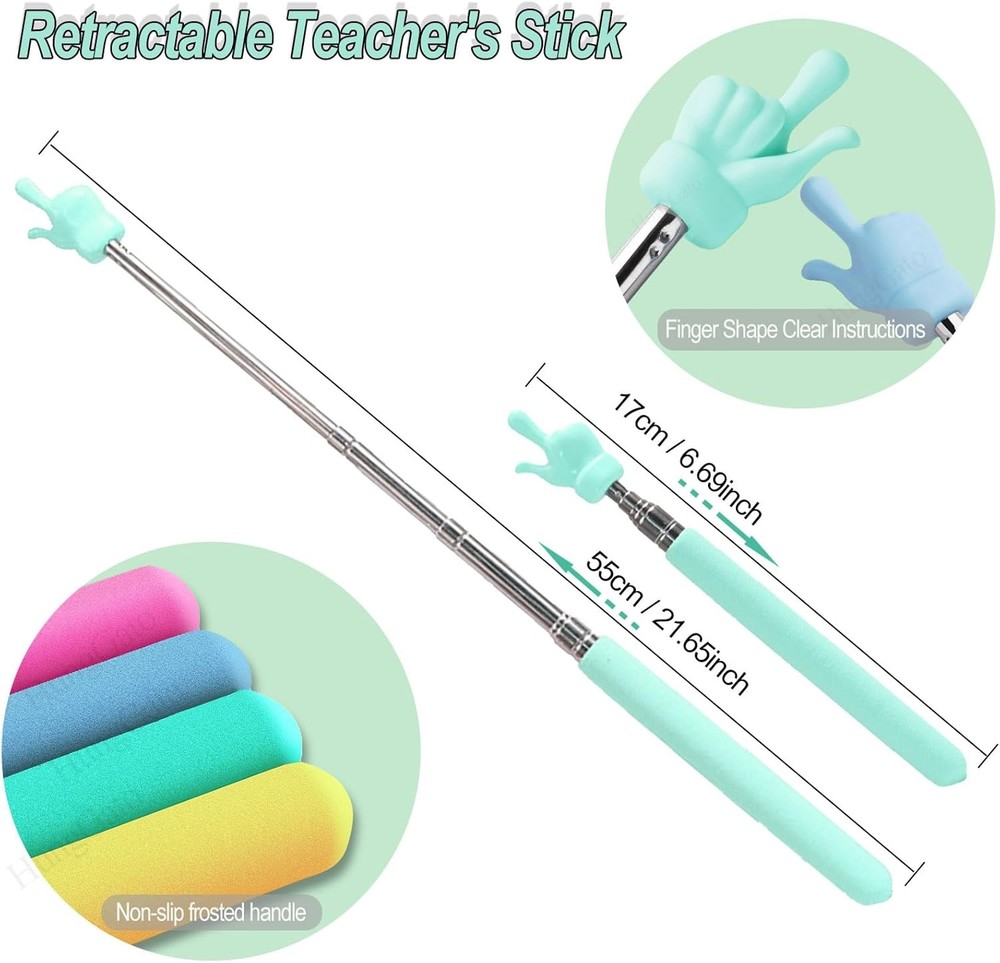 4PCS Retractable Teacher Pointer for Classroom Kids Reading, Mini Extendable...