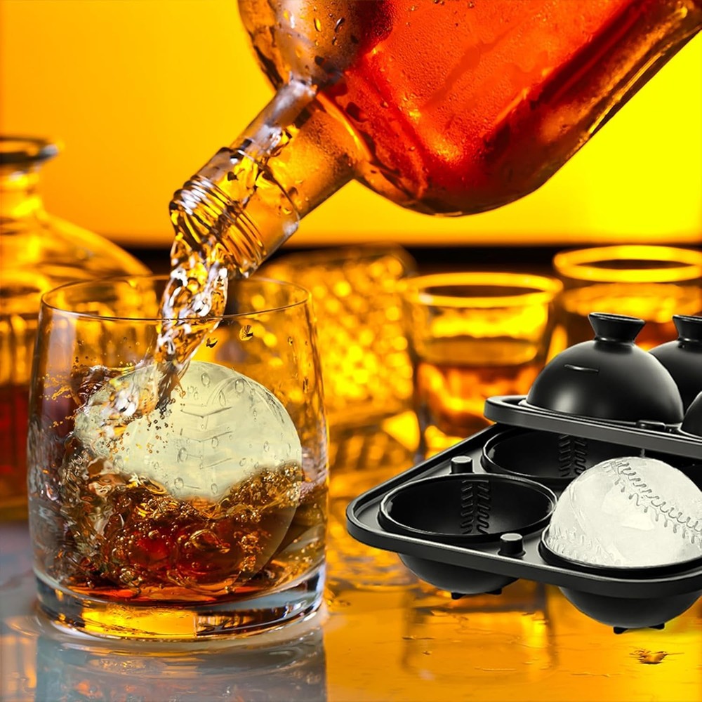 2 Pack Baseball Ice Cube Mold 2.1 Inch Large Silicone Baseball, As shown