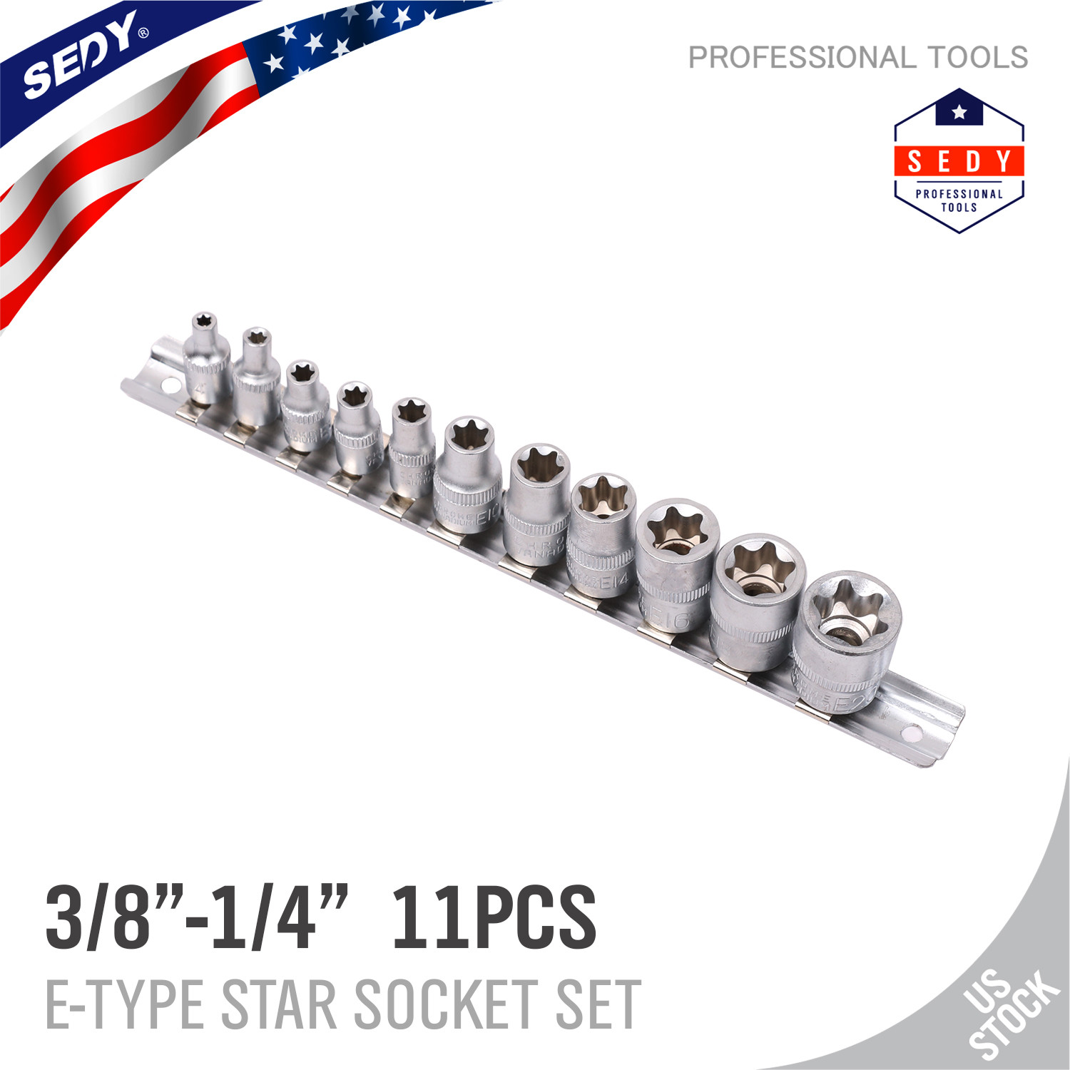 11 pc Torx Star Bit Female E Socket Set Automotive Shop Tools External E4-E20