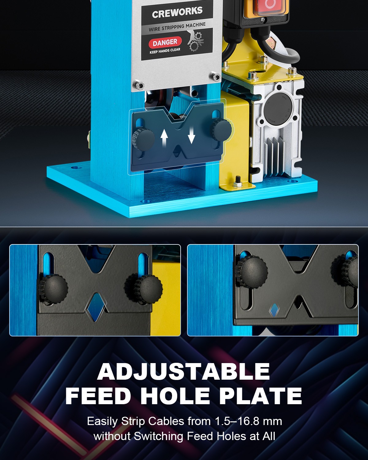 CREWORKS Electric Wire Stripping Machine max 1.18 in Automatic Copper Stripper