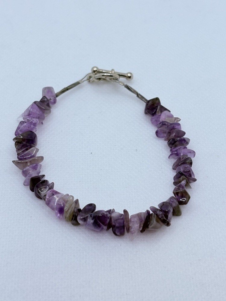 Artisan Amethyst Chip Toggle Bracelet Natural Boho
