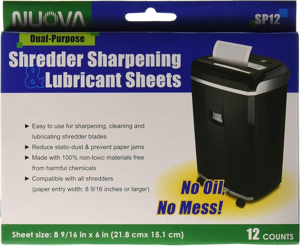 Nuova SP12 Shredder Sharpening & Lubricant Sheets, 12 Count