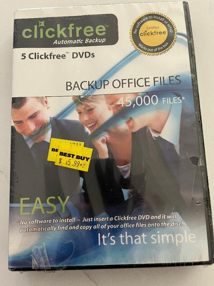 Clickfree Automatic Office File Backup DVDs - Documents - No Installation SEALED