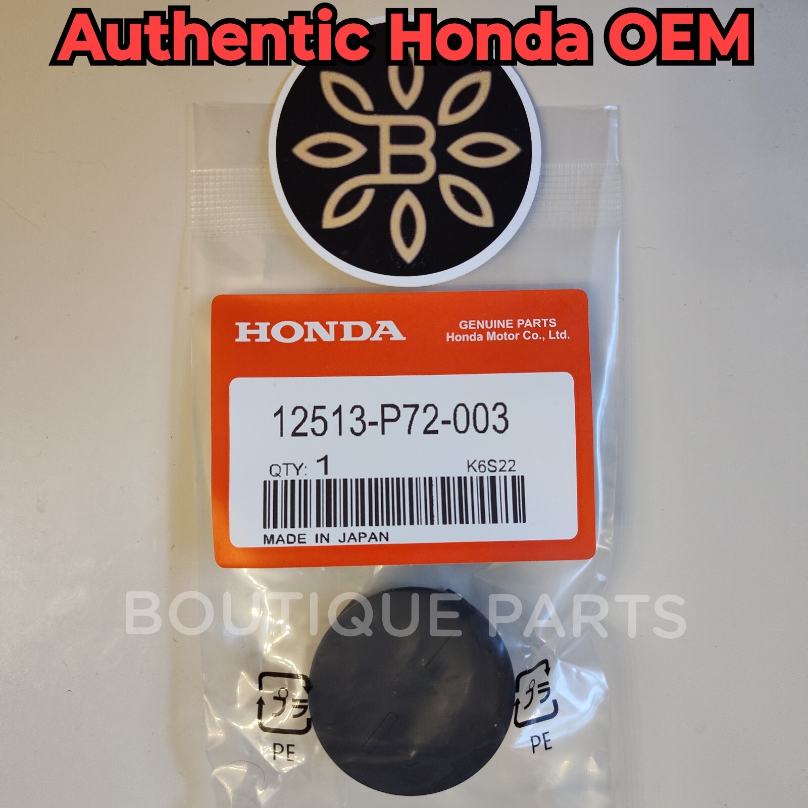 Genuine OEM Cylinder Head Plug Cap Timing Cover 12513-P72-003 for Honda Acura