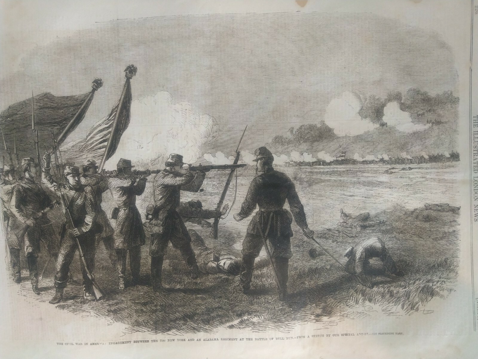 vintage print Battle Of Bull Run 71st New York and an Alabama Regiment 1861