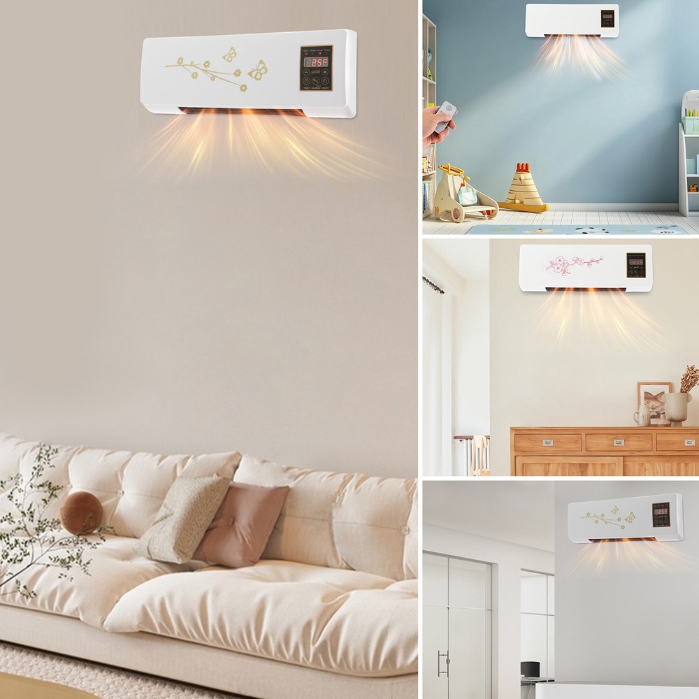 Bedroom 1400w Adjustable Temperature Timer Heater Wall Mounted Ptc Space Heater