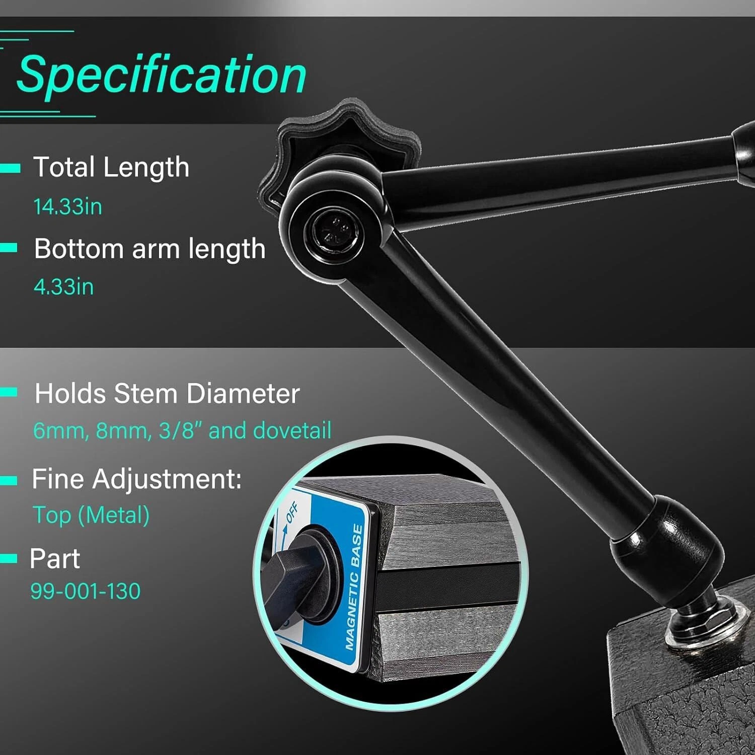 H-295 Magnetic Base 176lb for Noga Dial Gage Test Indicator Holder DG61003