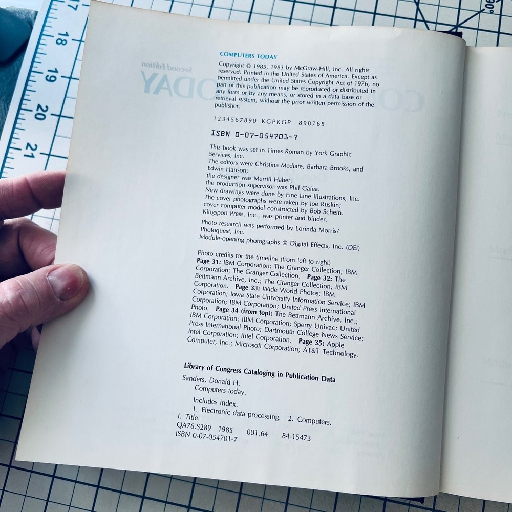 Computers Today Donald H. Sanders 1983 Vintage Computer Computing Textbook