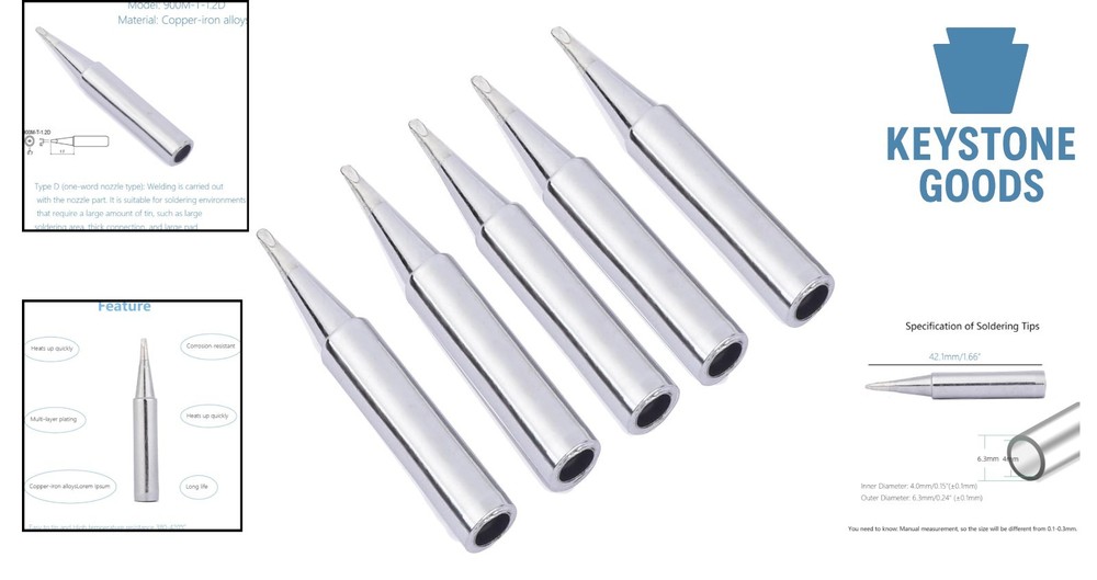 5PCS Precision Soldering Iron Tips for Hakko & More
