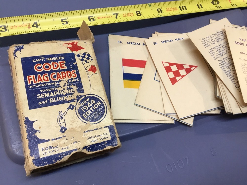 ORIGINAL WWII CAPT NOBLES FLAG CARDS SET 1944 NAVY SEMAPHORE BLINKER