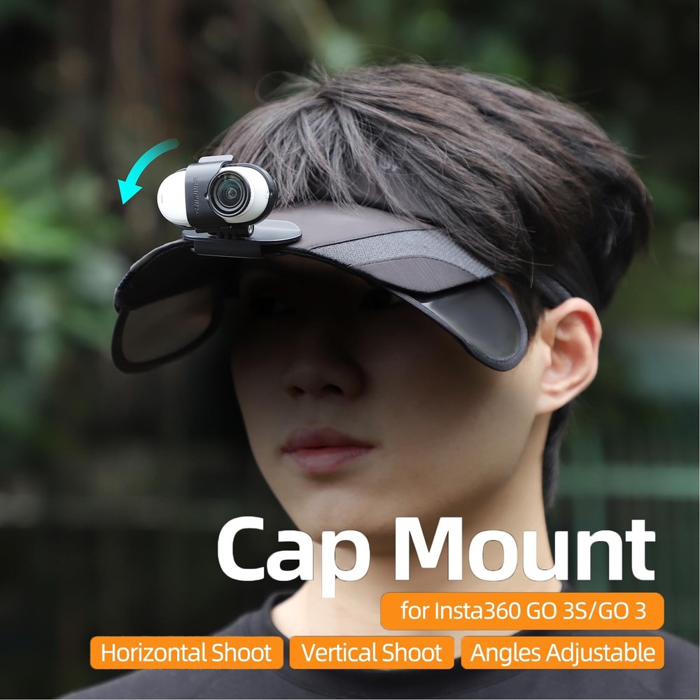 Baseball Hat Clip for Insta360 Go 3s, Vertical & Horizontal Adjustable Baseba