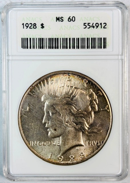 1928 Peace Dollar ANACS MS-60