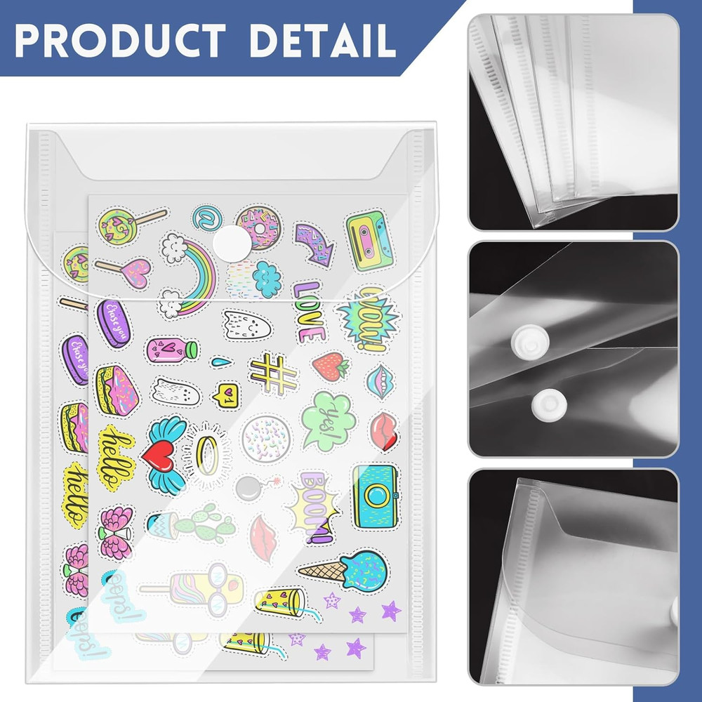 20 Pcs Small Plastic Envelopes with Snap Closure, Reusable Stamp and Die Storage