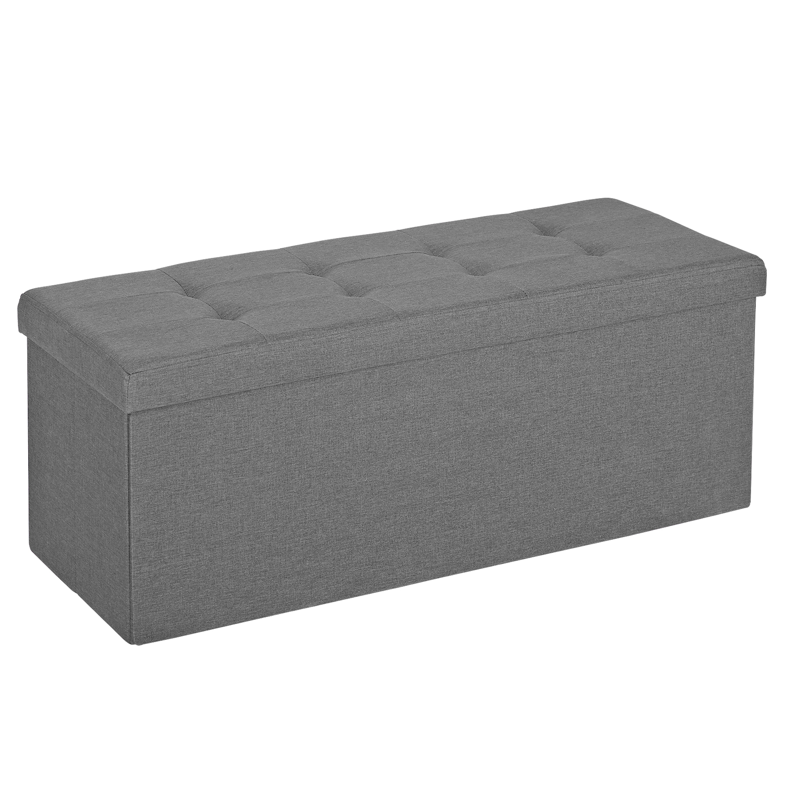 43" Storage Bench Folding Footrest Stool Toy Chest for Living Room Grey 18lbs