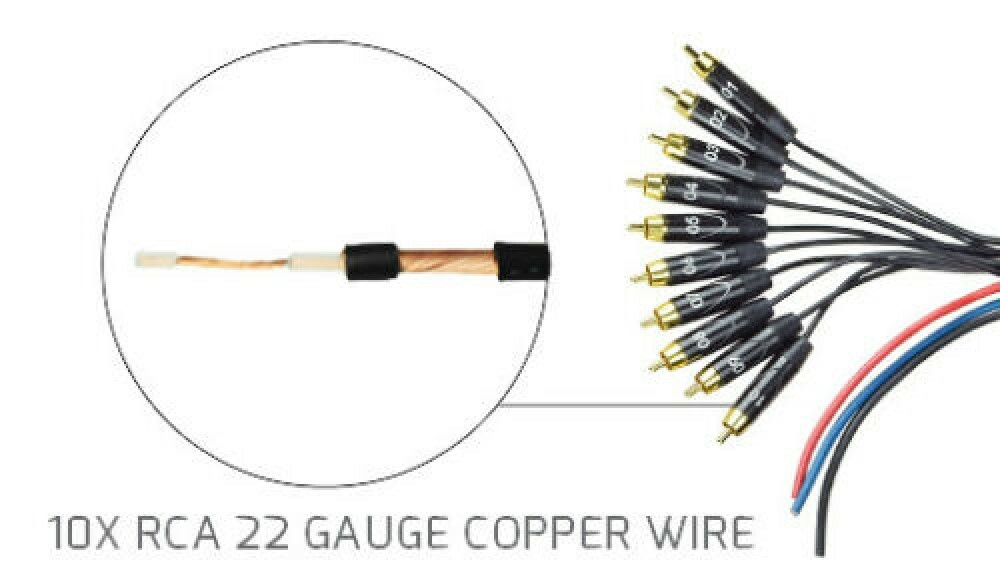 PRV Audio SNAKE 10RCA-30 Car Audio 30 Ft Medusa Cable 10 RCA Channels + 3 Power