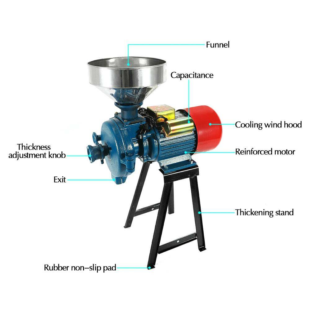 110V 3000W Electric Grinder Wet&Dry Feed/Flour Mill Cereals Grain Corn Wheat USA