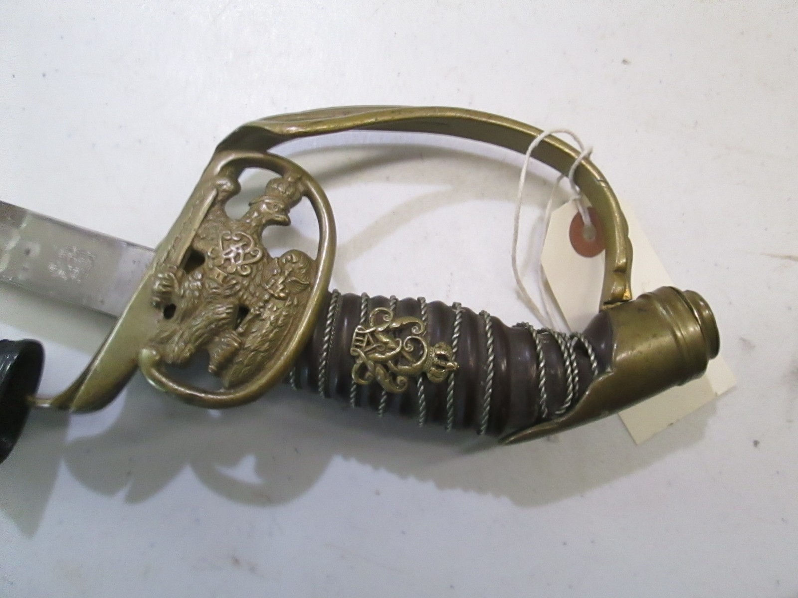 WWI GERMAN PRUSSIAN DRESS OFFICERS SWORD & SCABBARD FOLDING GUARD WKC MAKER #L99