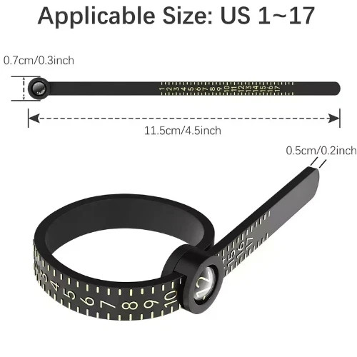 Ring Sizer Measuring Tool US Sizes Finger Size Gauge with Magnifier Adjustable📝
