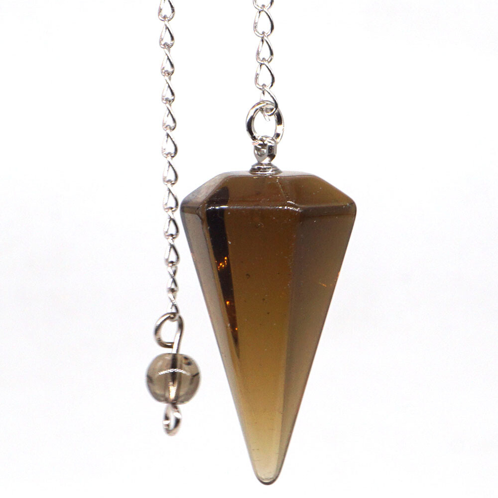 Natural Gemstone Citrine Bonded Pendulum Healing Crystal Reiki Dowsing Tool