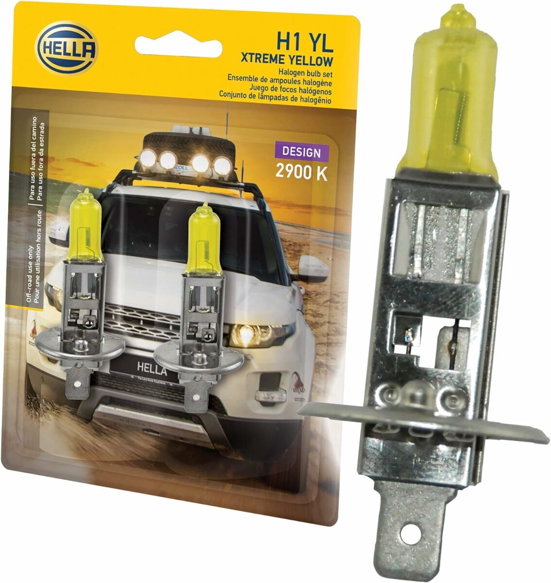 HELLA H1 YL Xtreme Yellow Bulbs, 12V, 55W 2 Pack