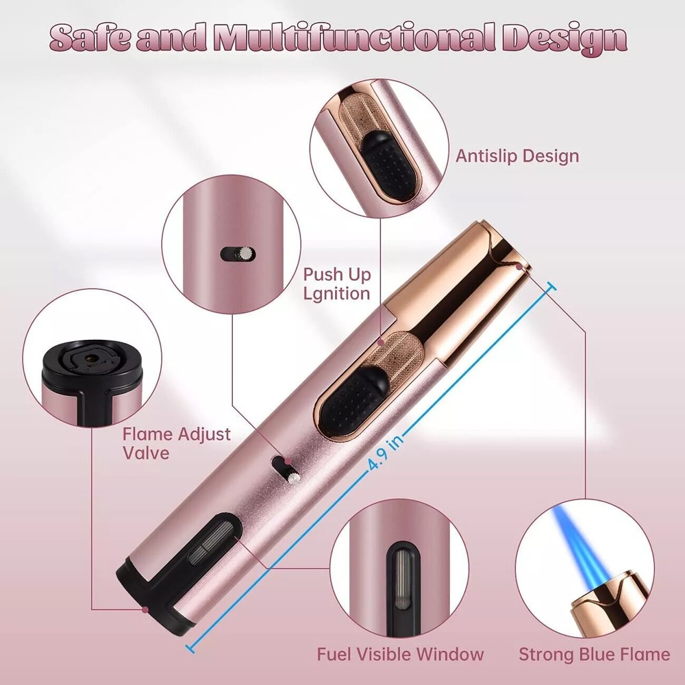 Refillable Butane Torch Lighter Adjustable Pen Lighter Double Flame Lighter Jet