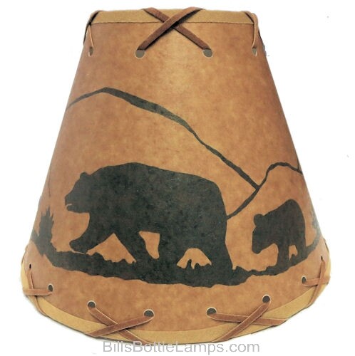 Rustic "Bulb Clip" BEAR Scene Table Desk Light LAMP SHADE Cottage Cabin Decor