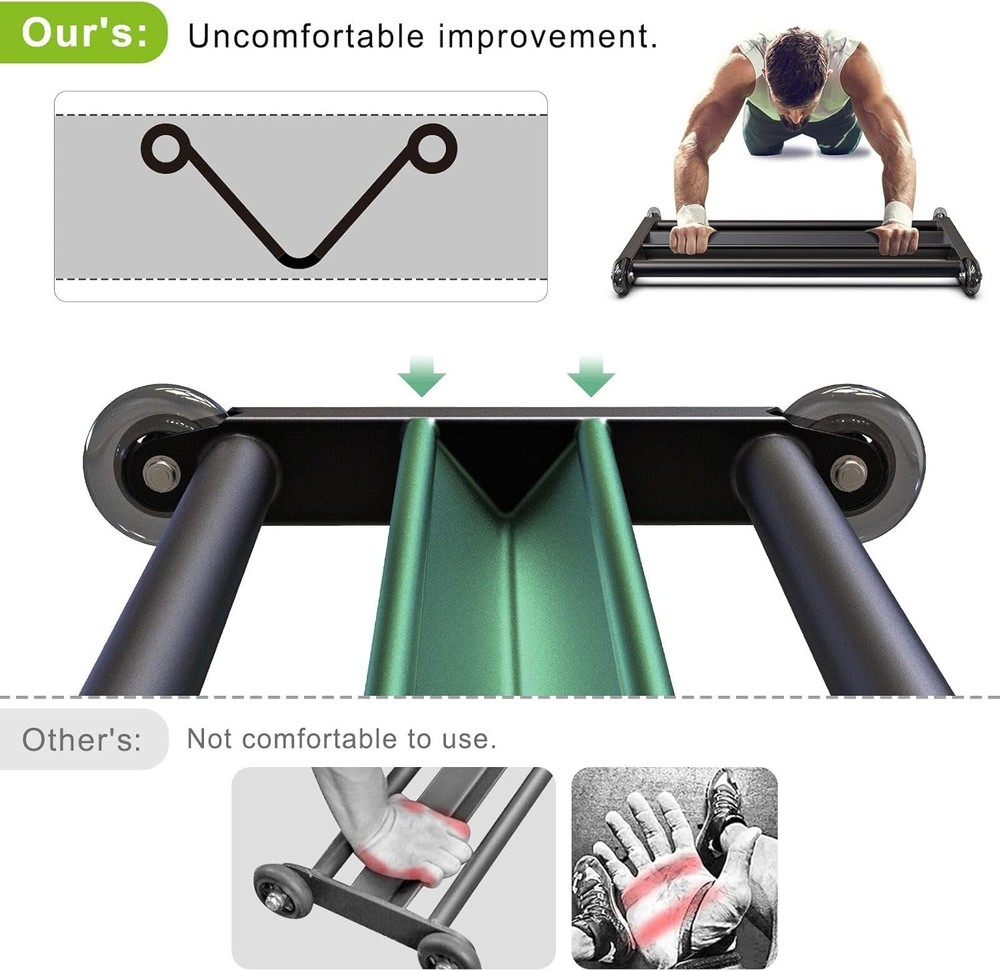 Glute Ham Glider Multi-Functional Hamstring Roller W/ Smooth Wheels V-Bar