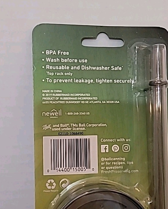 Ball Mason Jar Sip And Straw Lids Set Of 2 BPA Free Brand New Regular Lid
