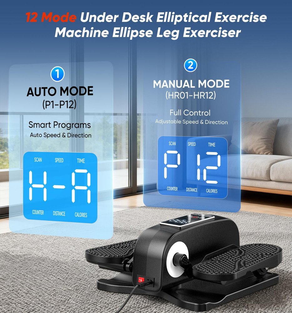 under Desk Elliptical Machine - Quiet Motorized Leg Exerciser with Smart Remote,