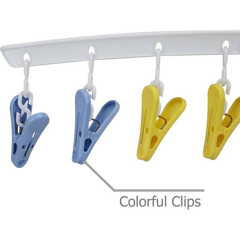 Portable Clothes Drying Rack 360° Swivel Hook Rust Resistant Space Saving Clips
