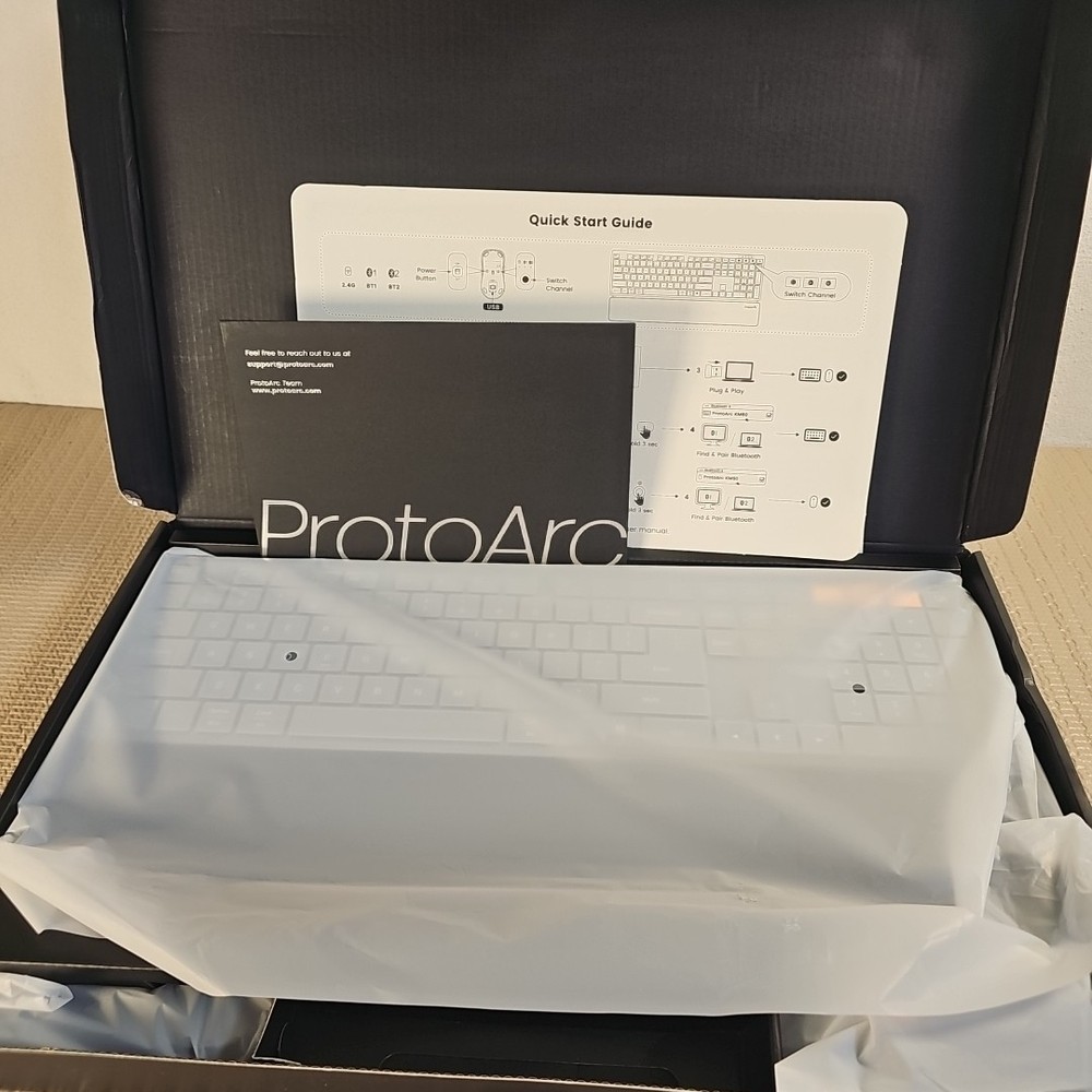 ProtoArc Wireless Keyboard and Mouse, KM60 Full-Size Bluetooth Keyboard Mouse