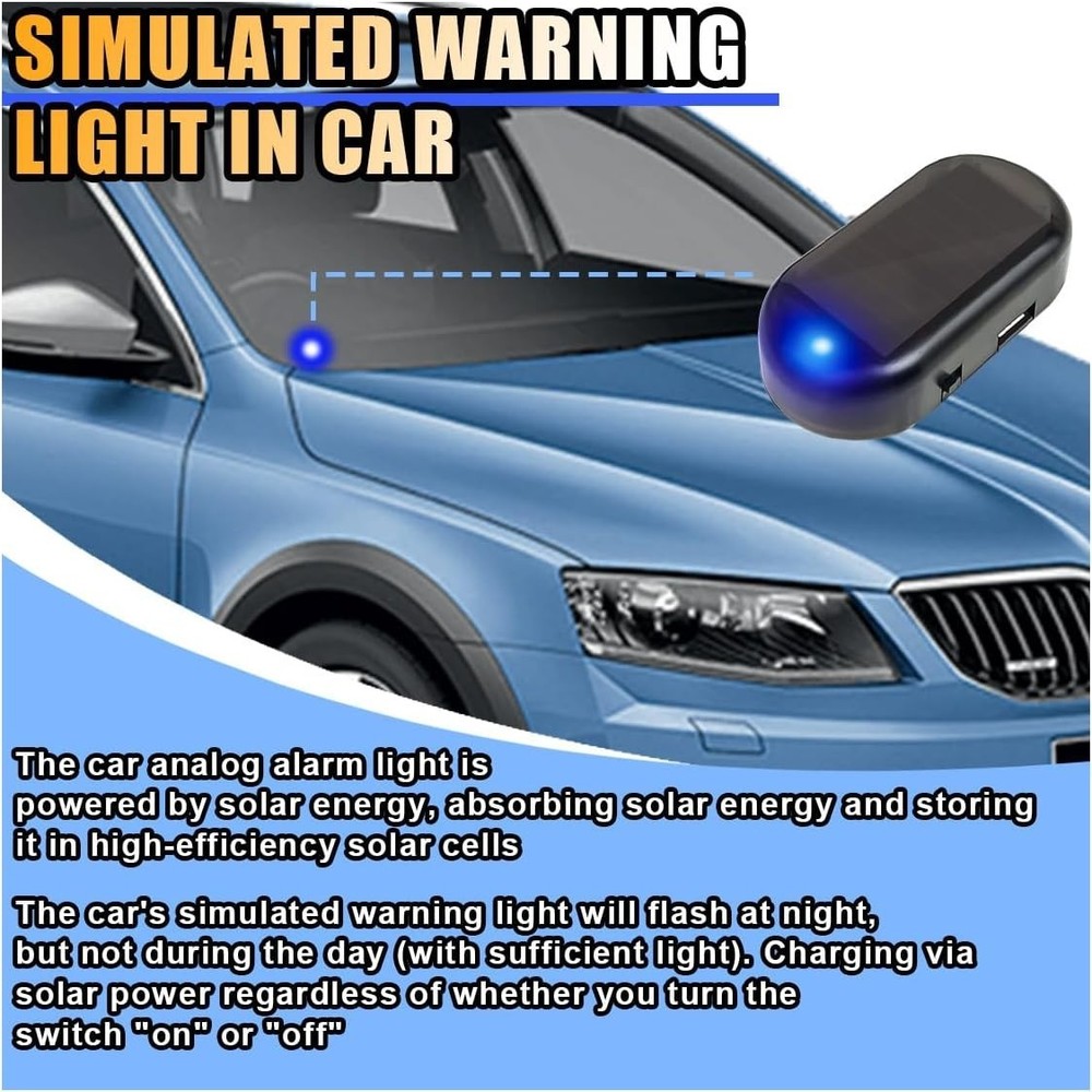 Solar-Powered Flashing Warning Light - Dependable Vehicle Security Accessory