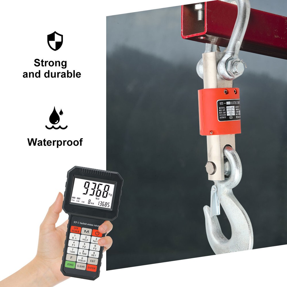 10T Wireless Remote Digital Electronic Hanging Crane Scale with Handheld Meter