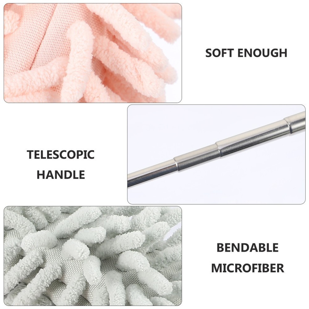 2 Pcs Dust Cleaning Brush Telescoping Duster Mops for Hands Mini Teloscopic
