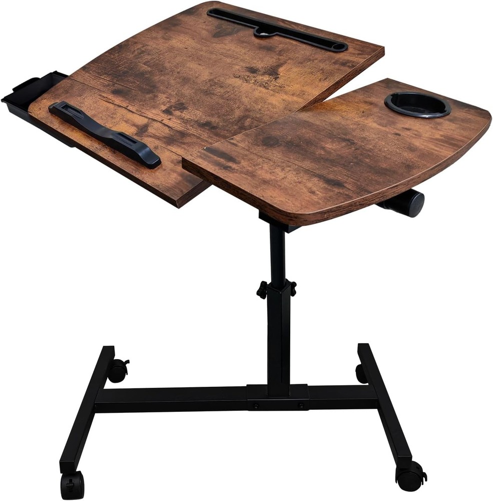 Overbed Table Height Adjustable Bedside Table Hospital Bed Table W/ 2 Tilting