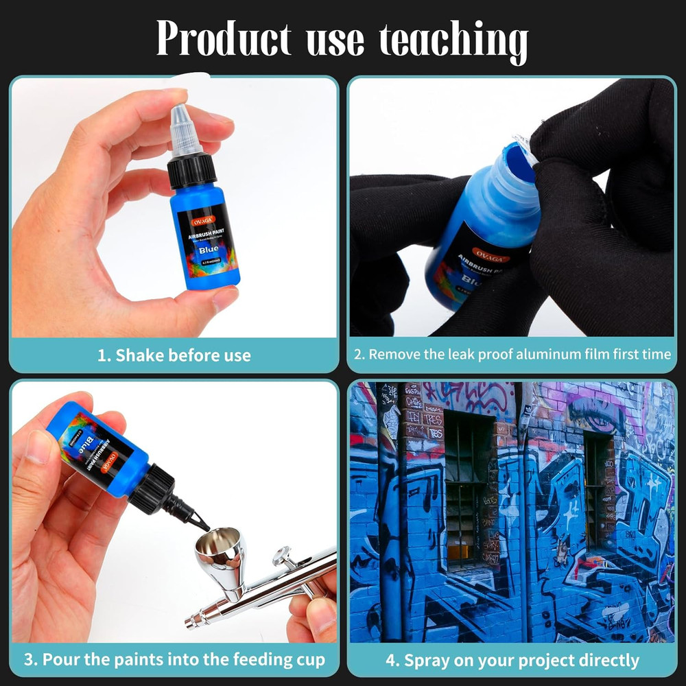 OVAGA 32PSI Airbrush Kit with Compressor, Rechargeable Multi-Function Dual-Actio