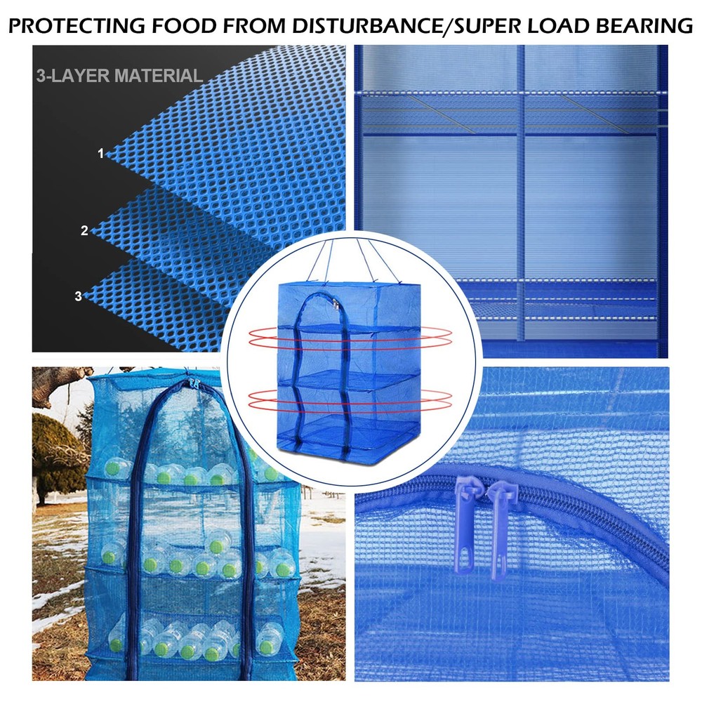 Drying Rack 4 Layers Folding Mesh, Foldable Nylon Netting, Hanging Drying Net...