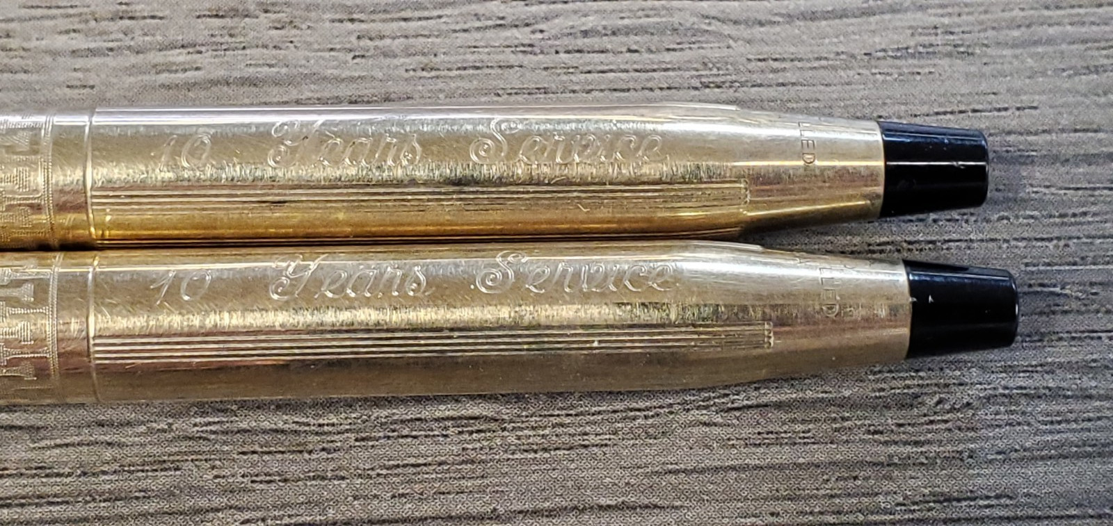 Cross 1/20 10k gold filled pen & pencil set blue ink greek border 10 year