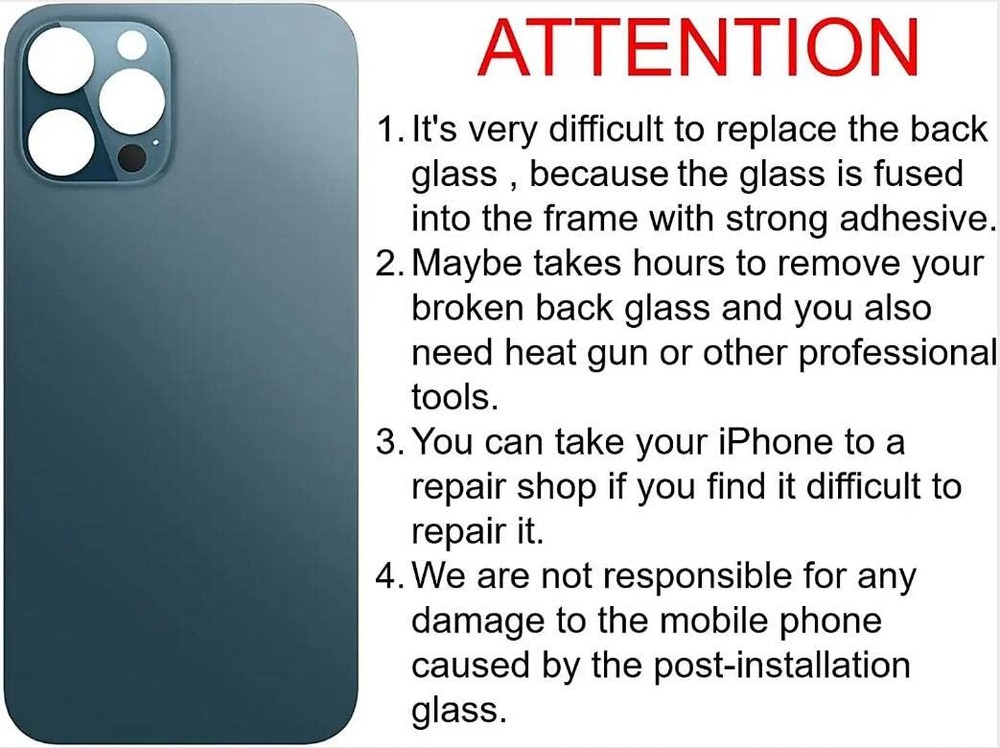 Original Back Glass Replacement for iPhone 12 Pro Max All Sierra Blue