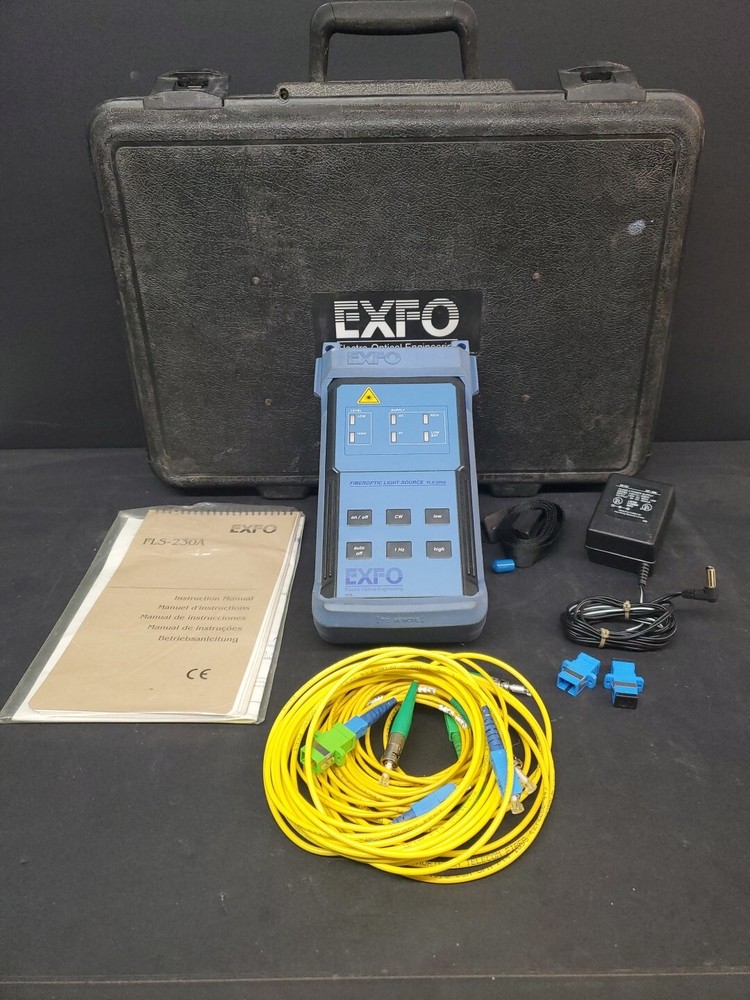 Exfo Fiberoptic Light Source Meter FLS-230A w/Case Leads AS IS