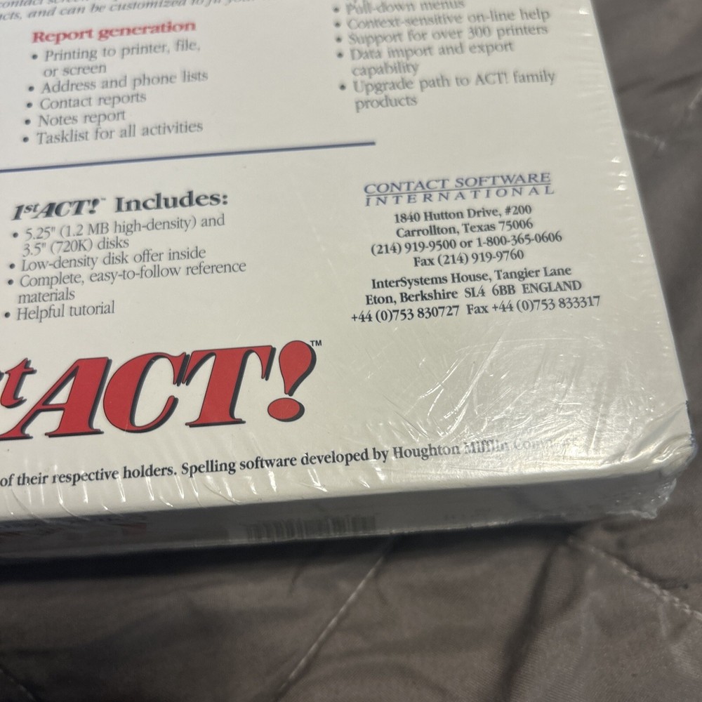 1st Act Contact Management Software Dos Version 1991 Brand New