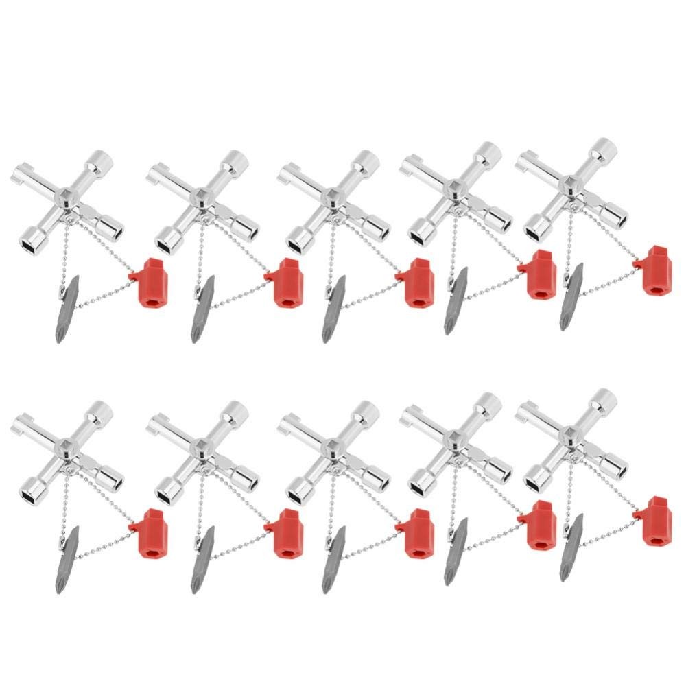 10pcs Universal Intersect Key Multifunctional 4 Way Intersect Key Wrenches fo...