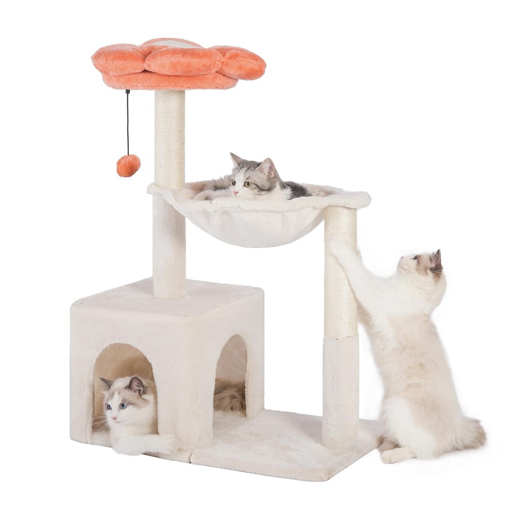 Flower Cat Tree 34" Scratching Post Small Cat Tower for Large Cats,Featuring ...